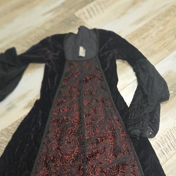 Lip Service Vintage Wimsigoth Vampire Gothic Black and Red Long Sleeve Dress - Picture 9 of 15